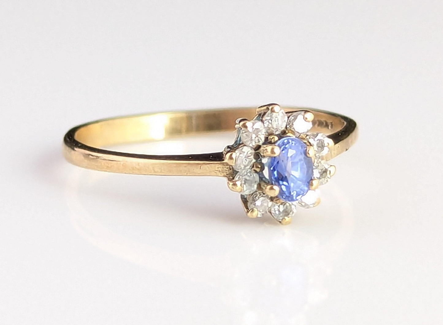 Vintage Sapphire and Diamond cluster ring, 9ct gold