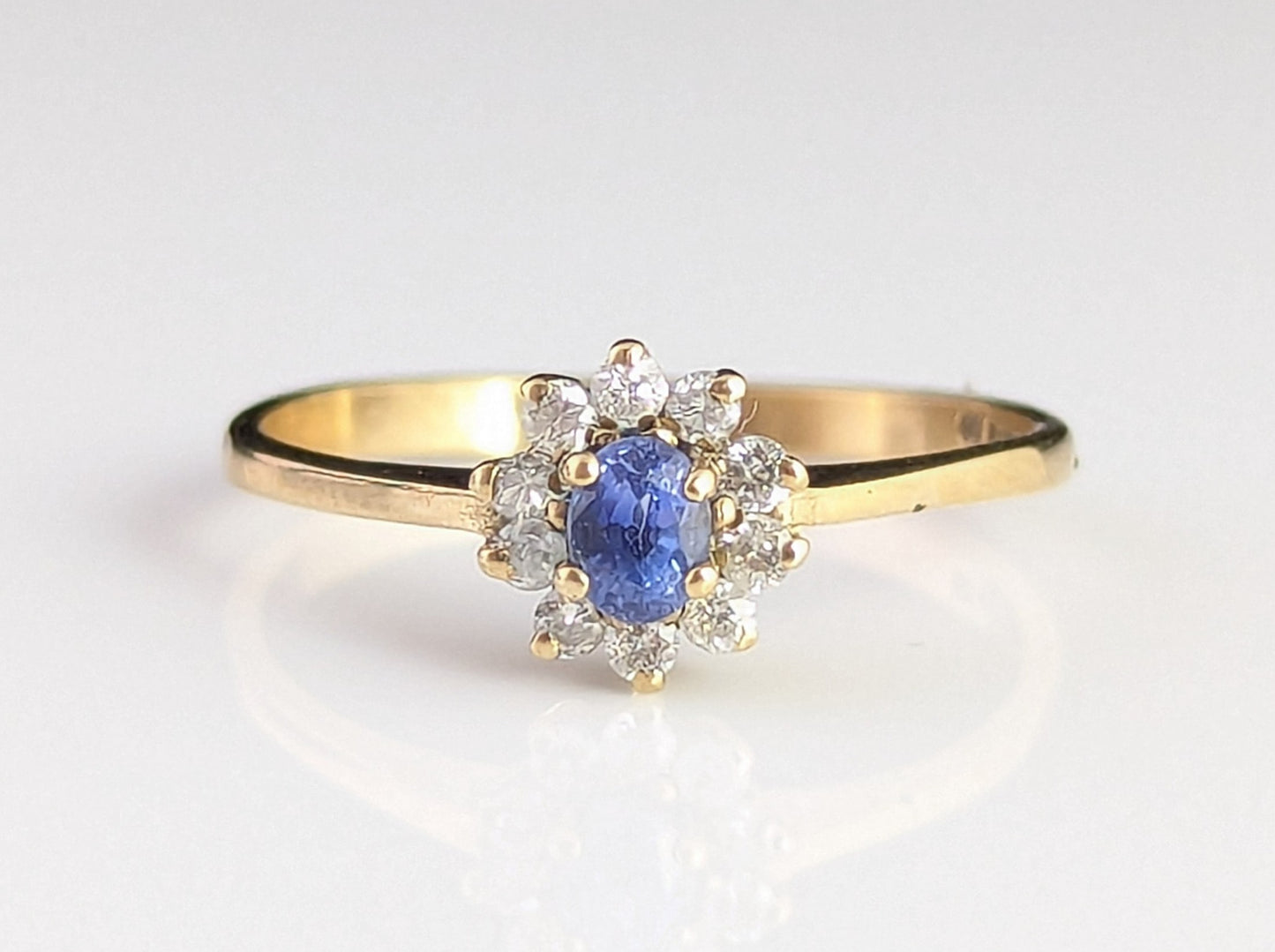 Vintage Sapphire and Diamond cluster ring, 9ct gold