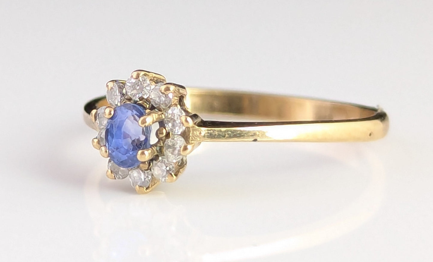 Vintage Sapphire and Diamond cluster ring, 9ct gold