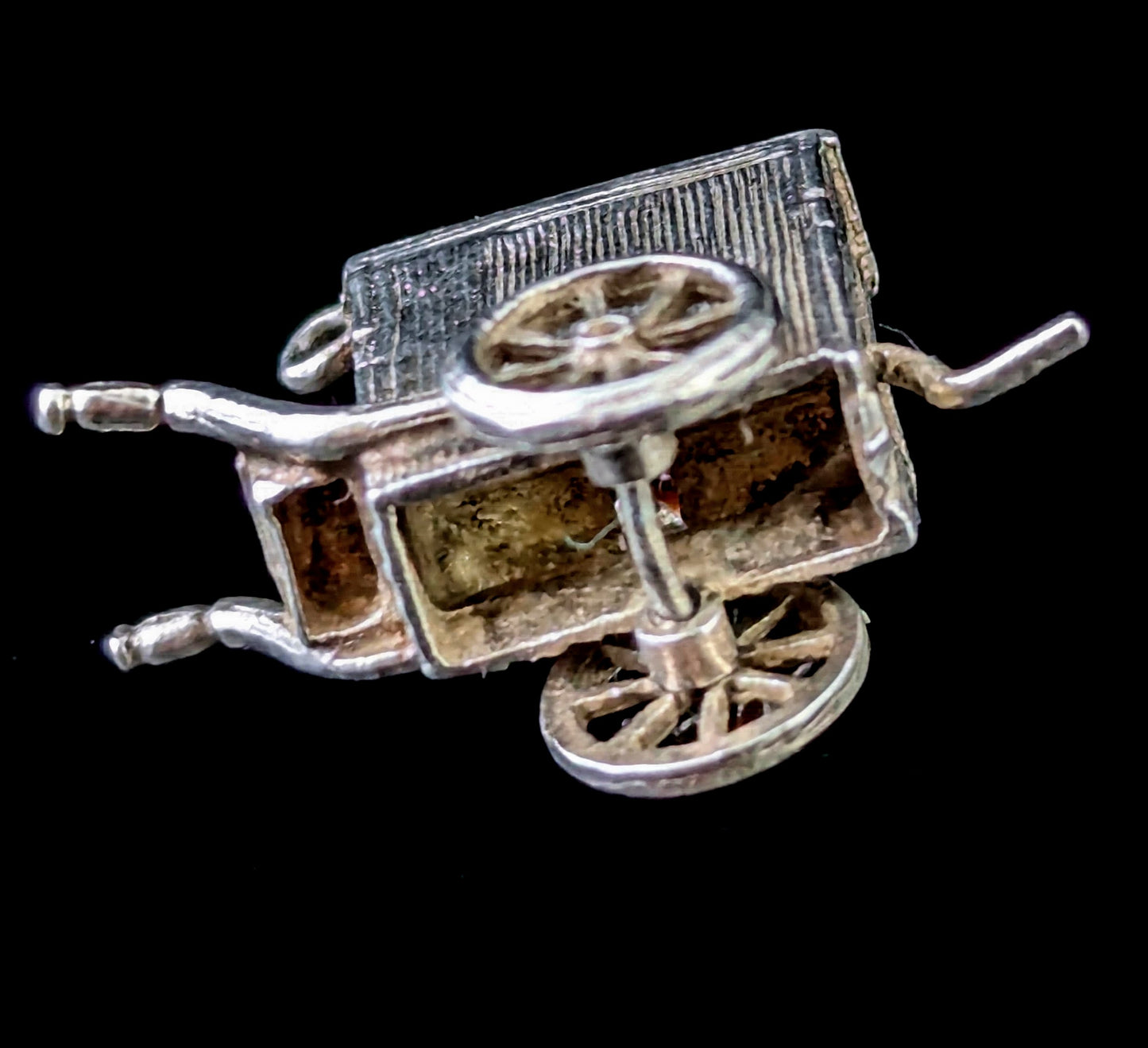 Vintage sterling silver cart charm, Articulated, Tiny pendant