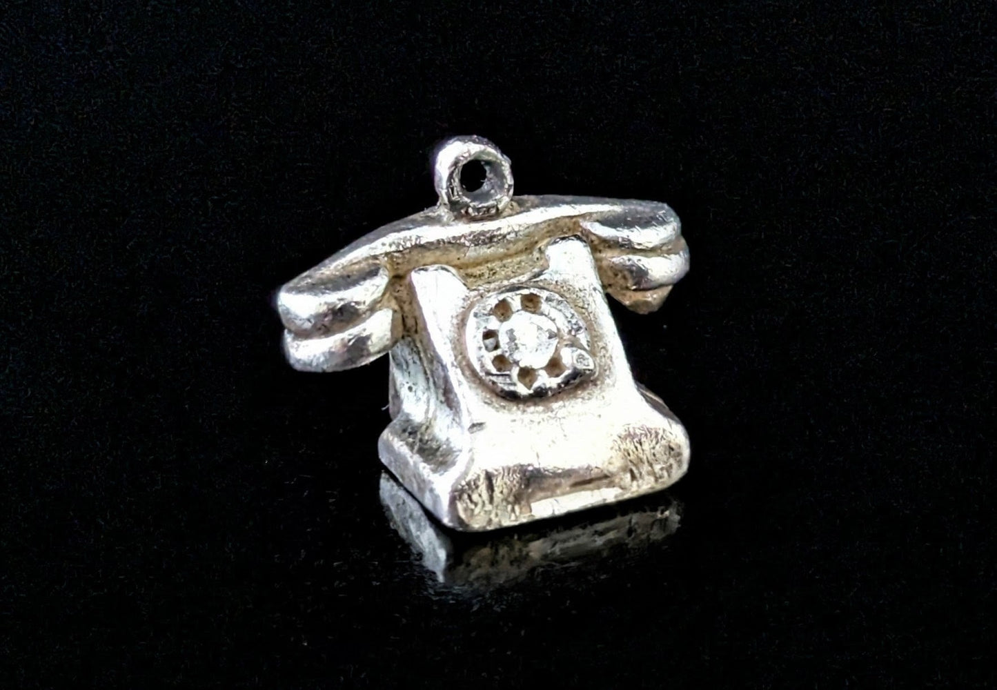 Vintage sterling silver Telephone charm, tiny pendant