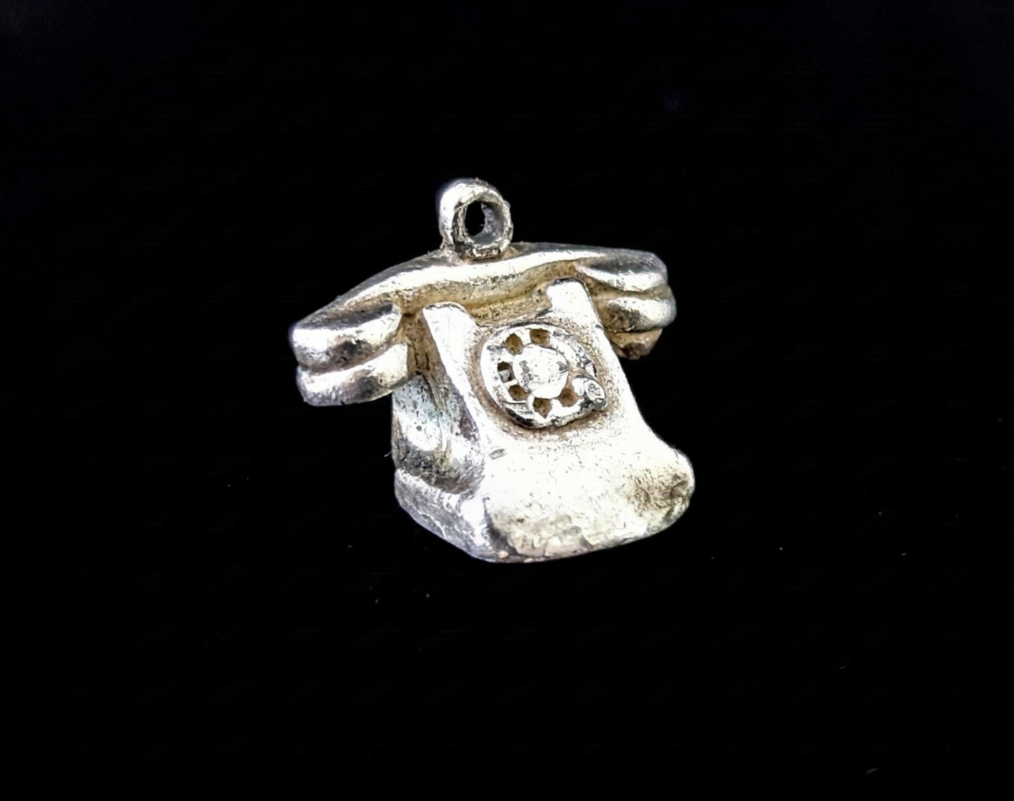 Vintage sterling silver Telephone charm, tiny pendant
