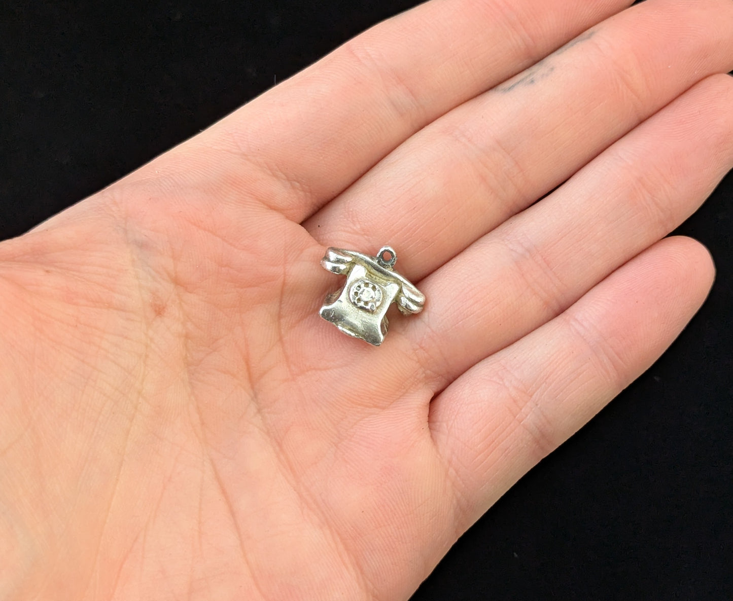 Vintage sterling silver Telephone charm, tiny pendant