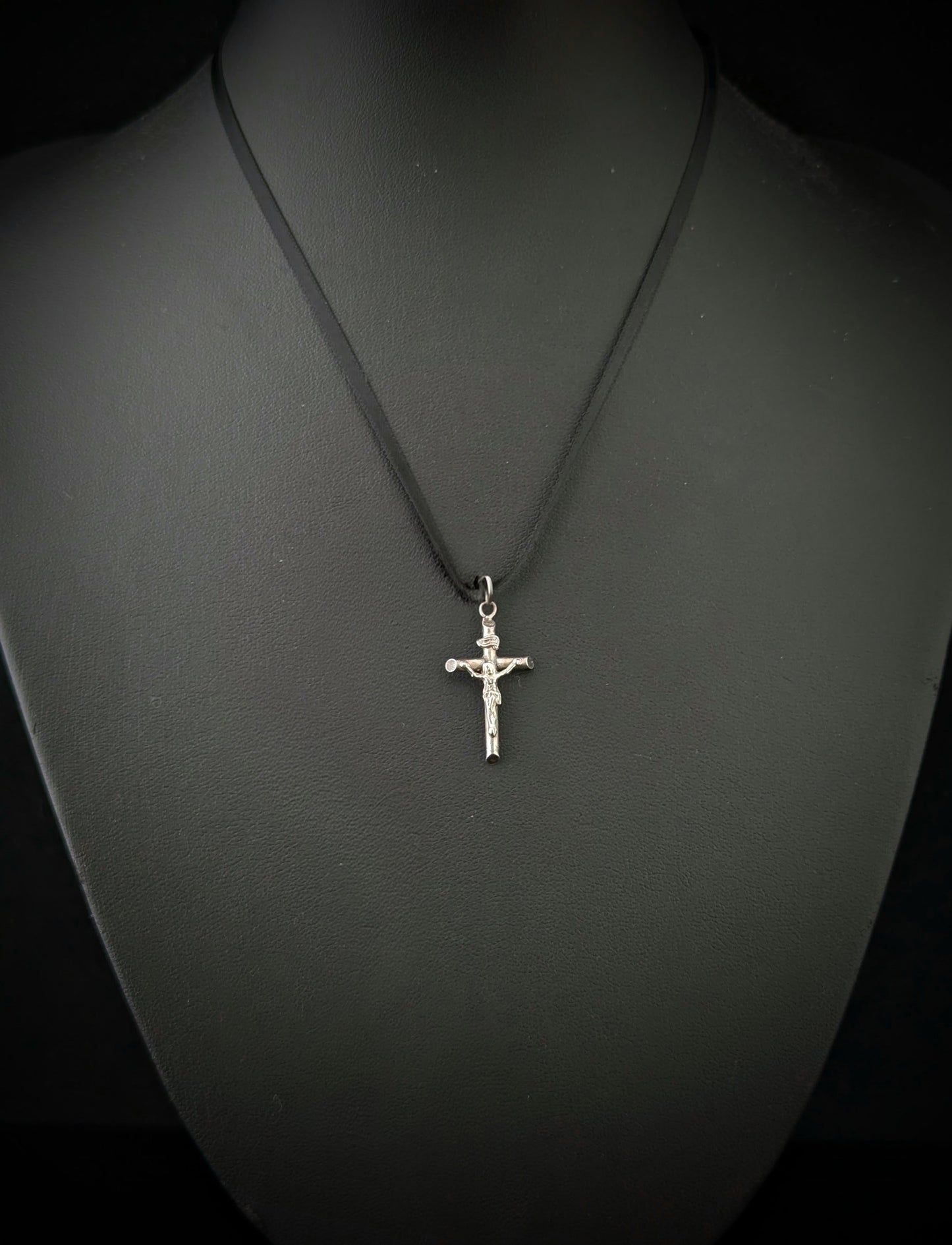 Tiny vintage sterling silver cross pendant, charm