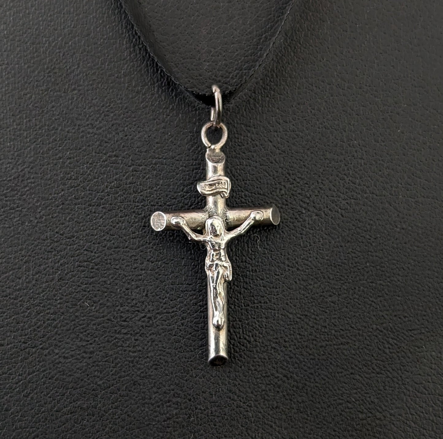 Tiny vintage sterling silver cross pendant, charm