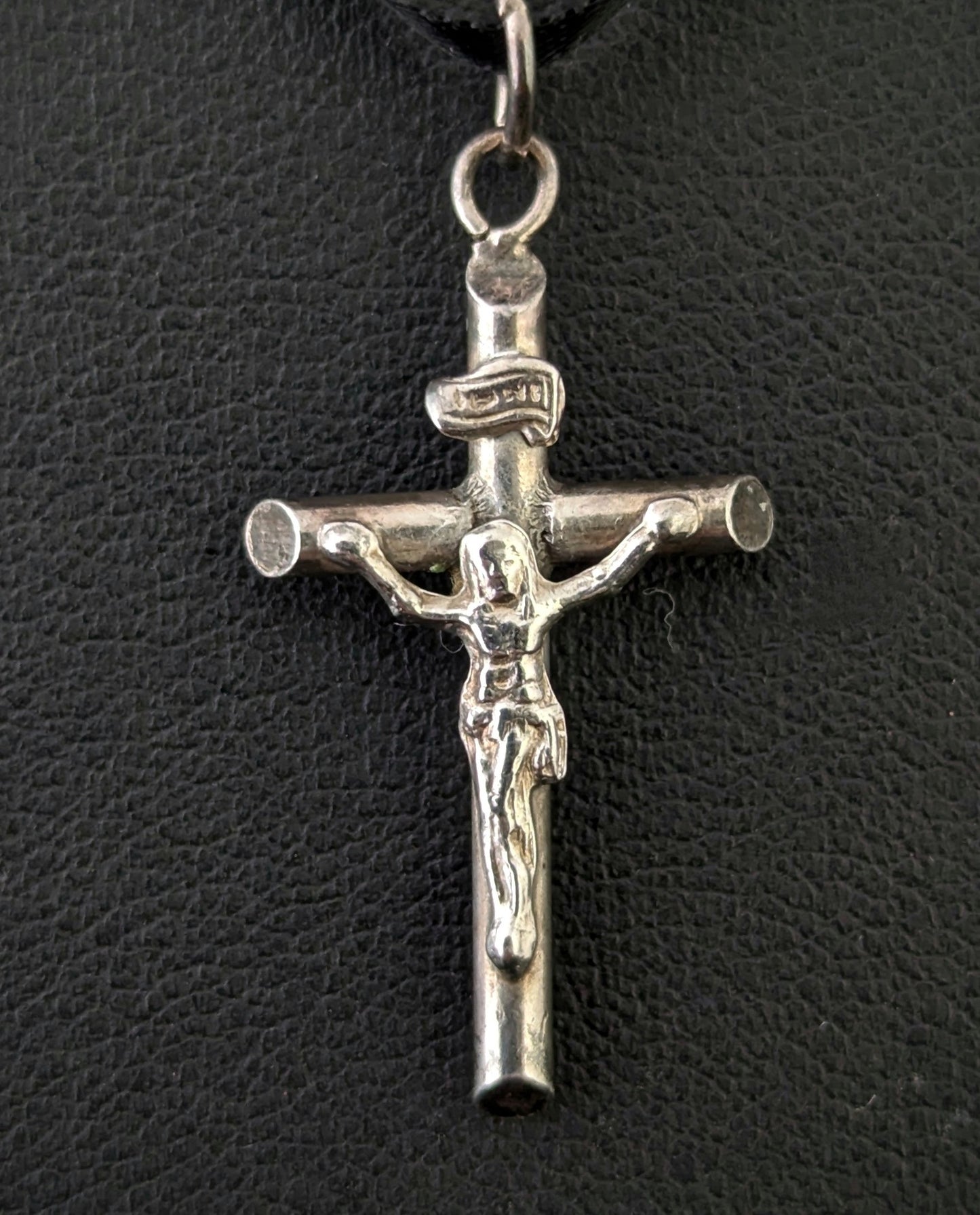 Tiny vintage sterling silver cross pendant, charm