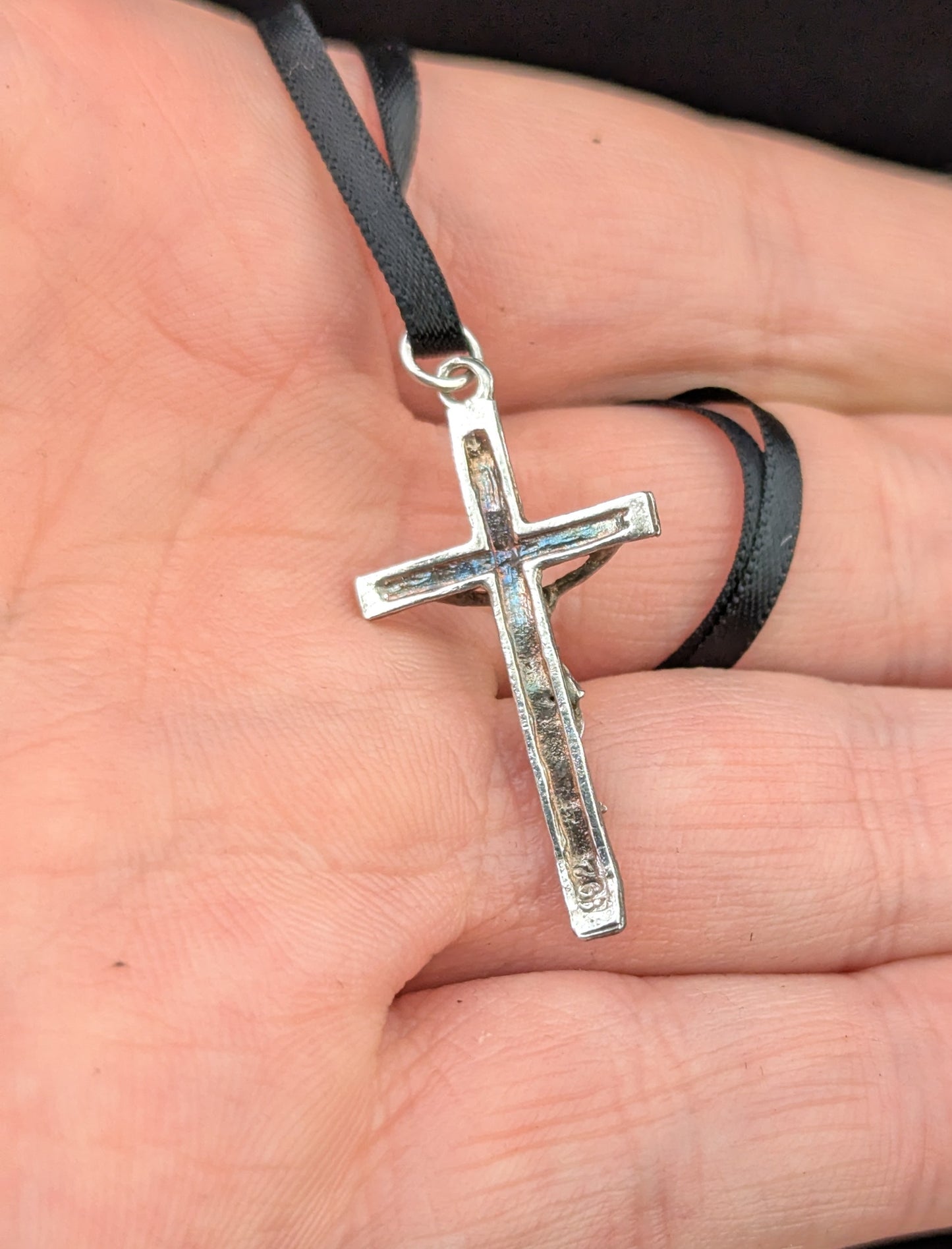Vintage sterling silver cross pendant, crucifix