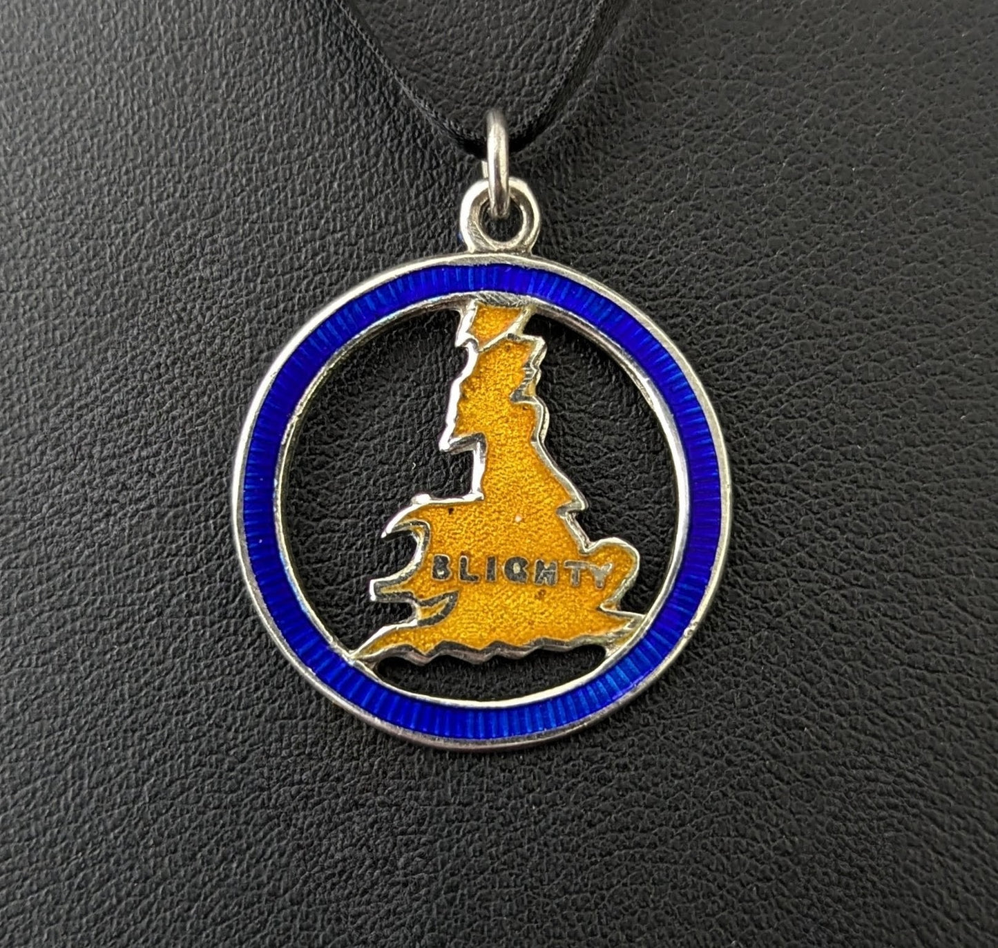 Rare vintage silver Blighty pendant, enamel, WW2
