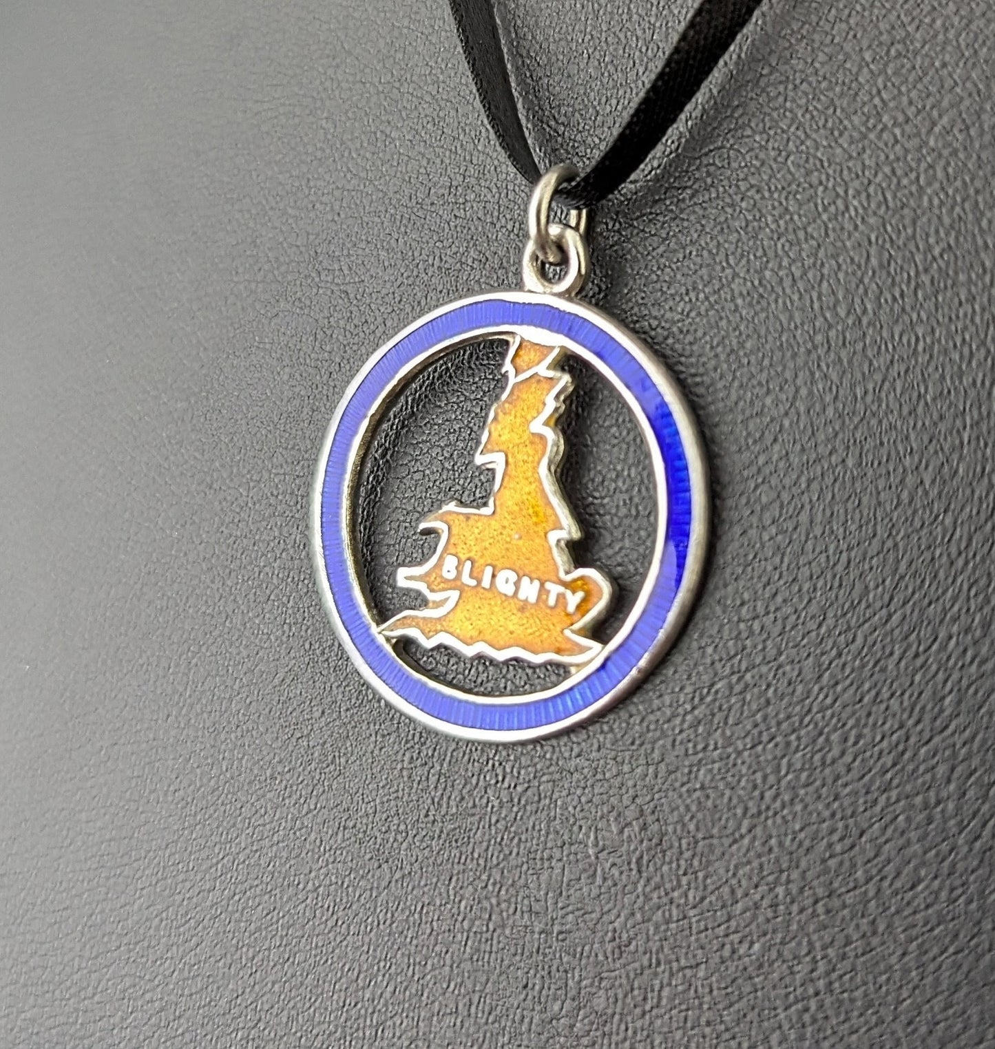Rare vintage silver Blighty pendant, enamel, WW2