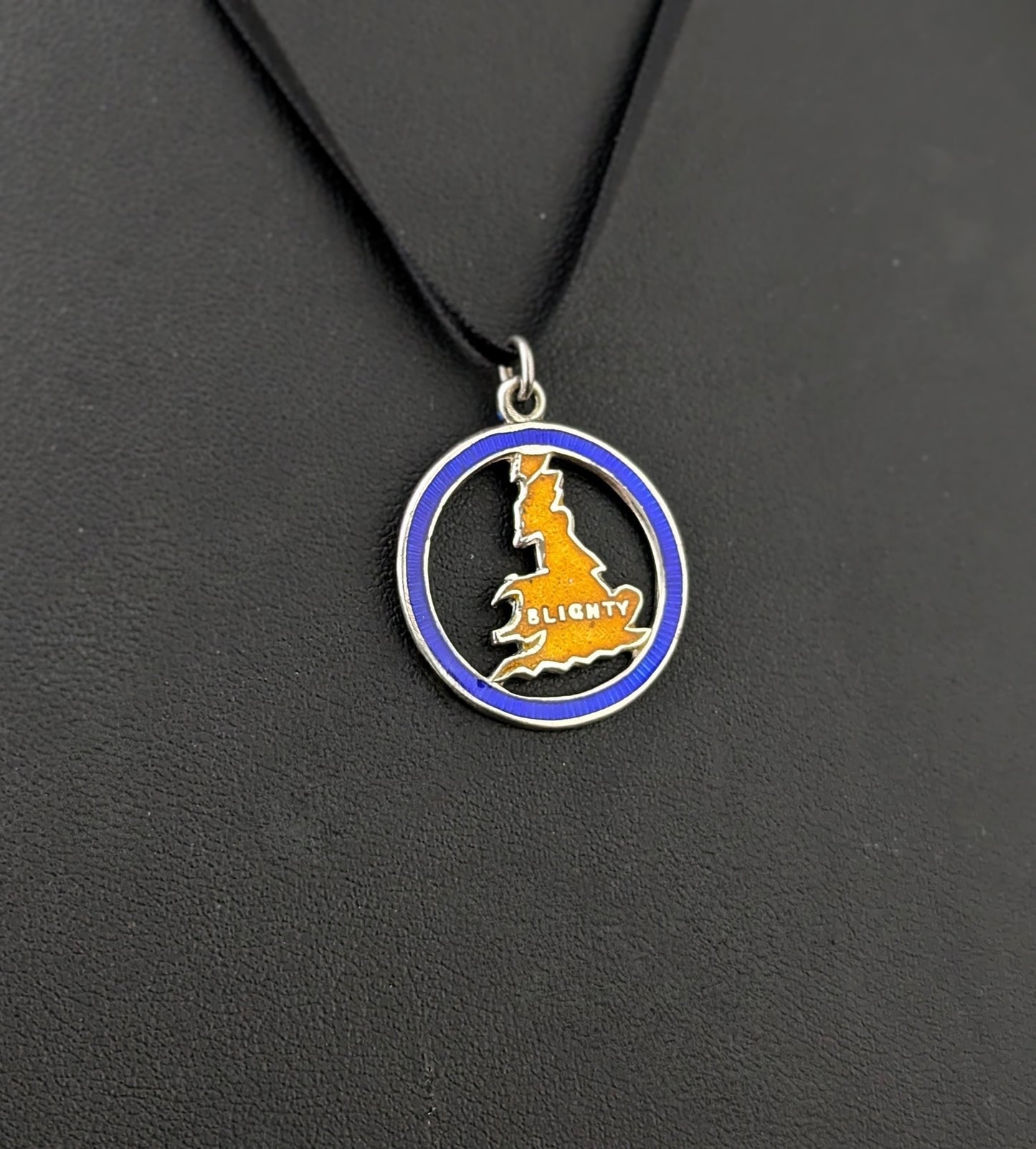 Rare vintage silver Blighty pendant, enamel, WW2