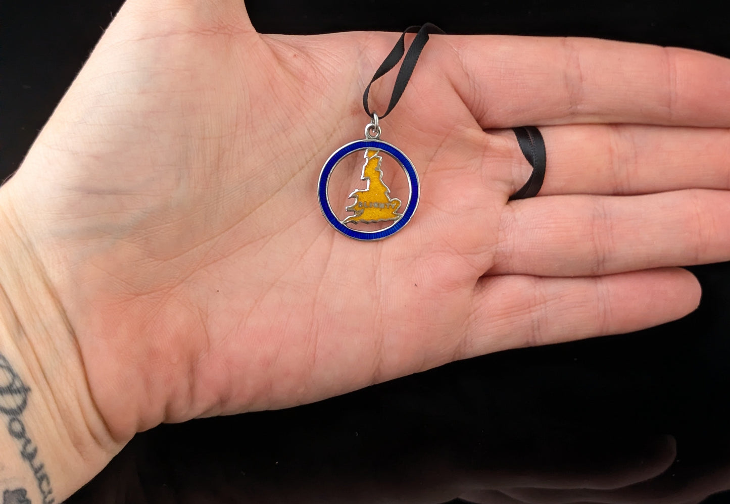 Rare vintage silver Blighty pendant, enamel, WW2