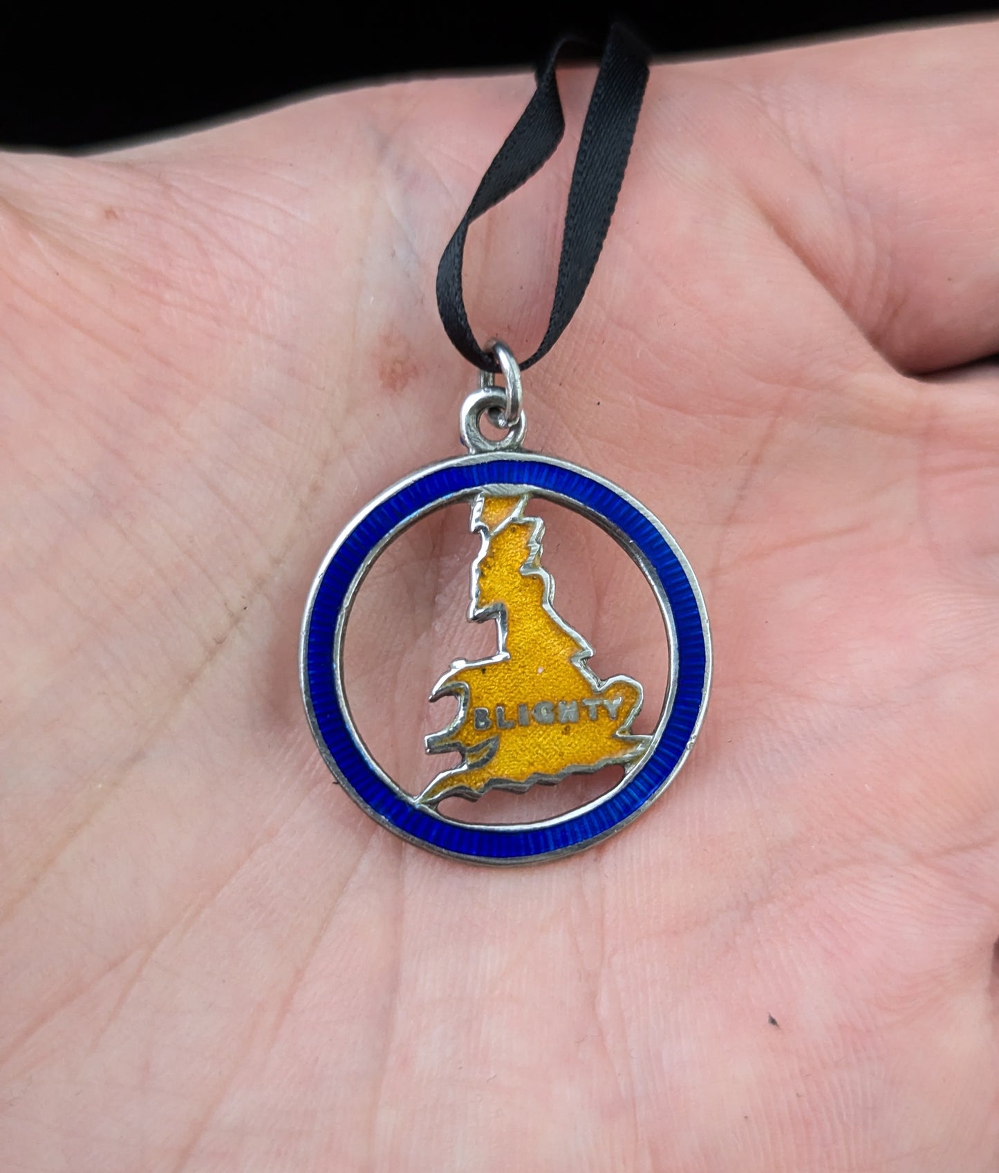 Rare vintage silver Blighty pendant, enamel, WW2