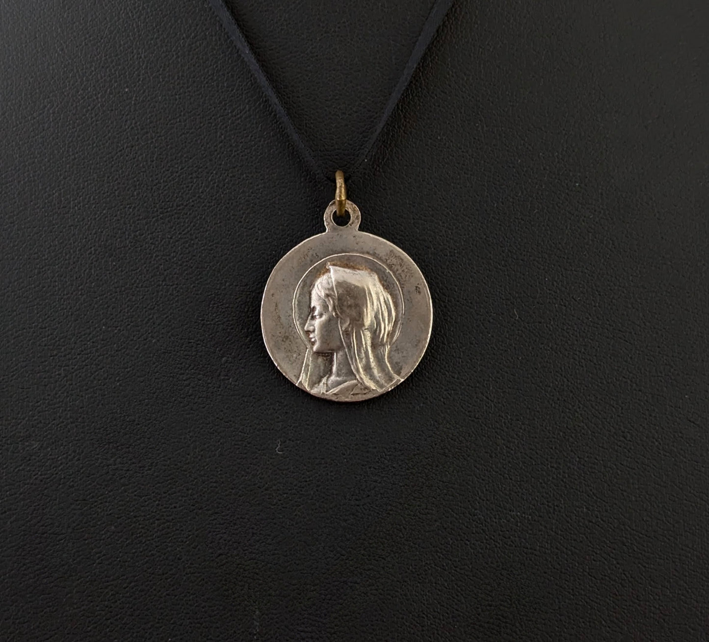 Antique French silver religious medallion pendant