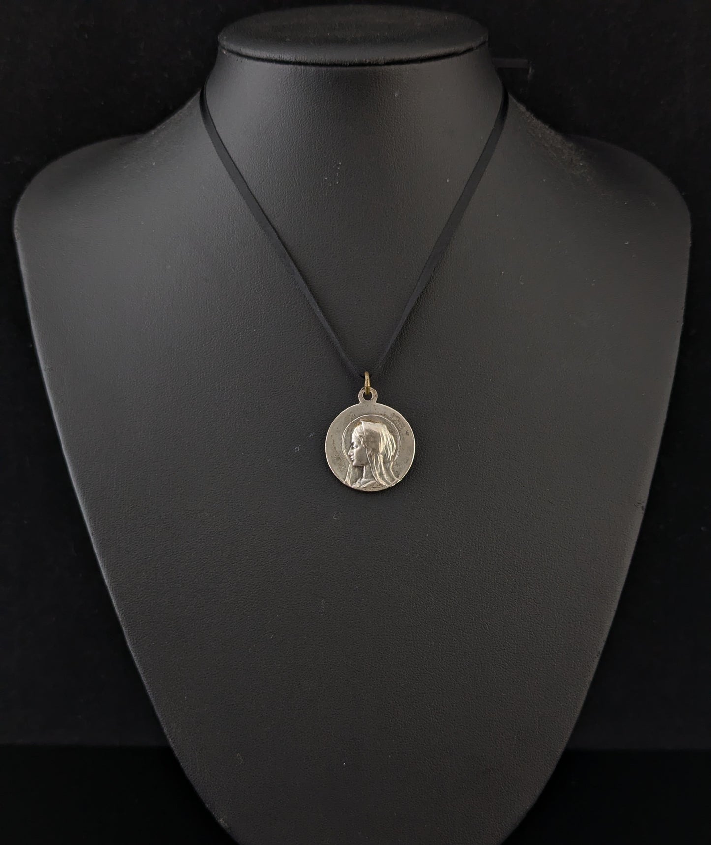 Antique French silver religious medallion pendant