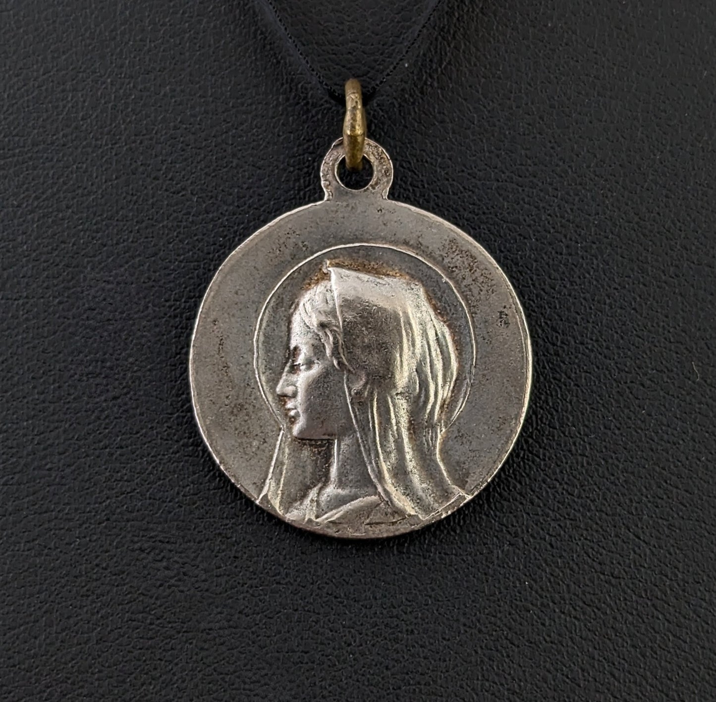 Antique French silver religious medallion pendant