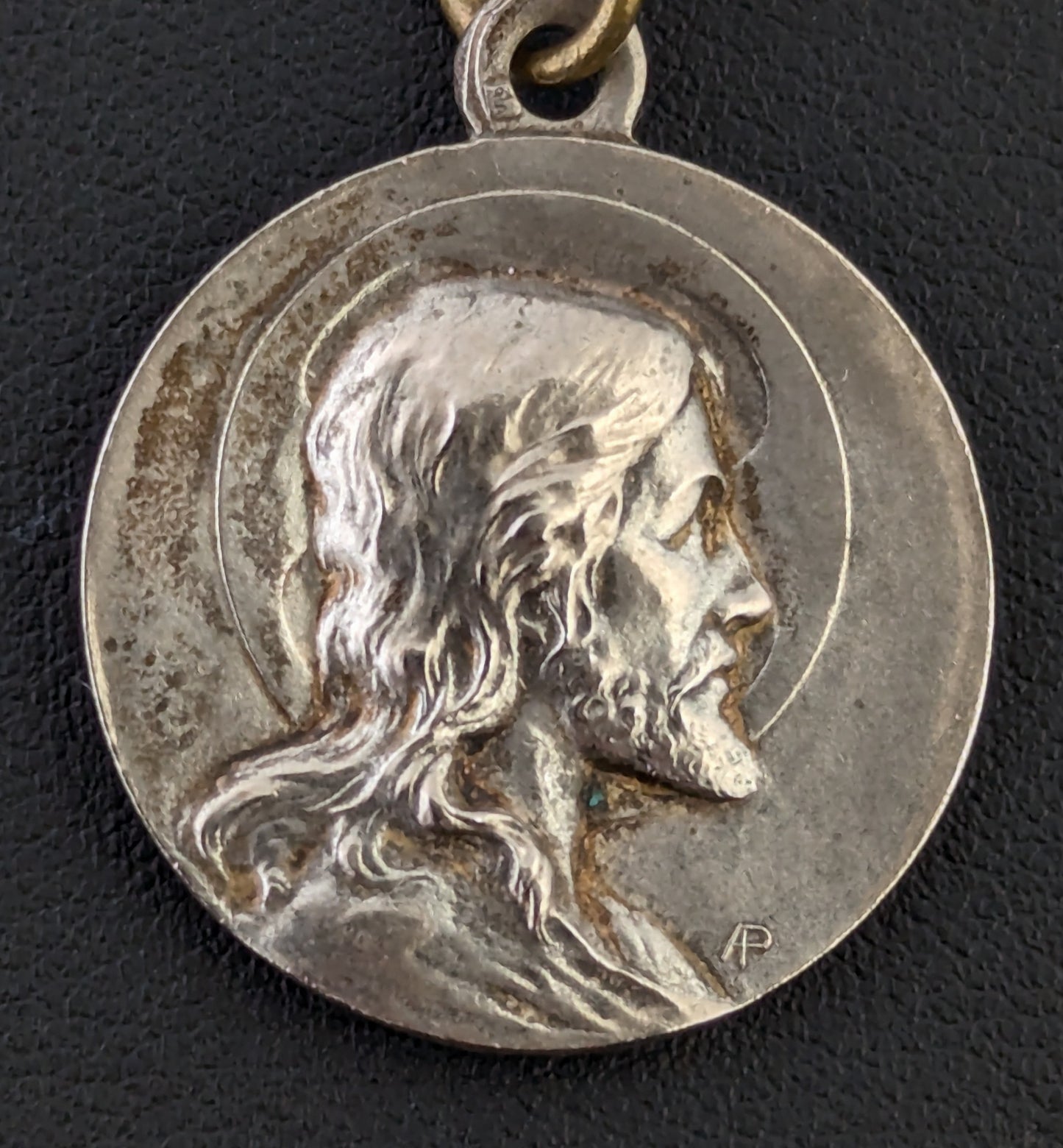 Antique French silver religious medallion pendant
