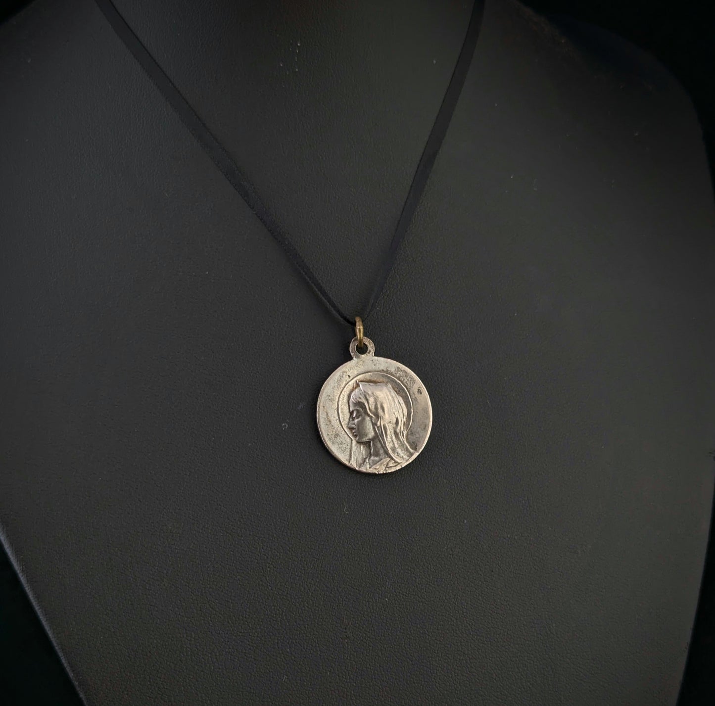Antique French silver religious medallion pendant