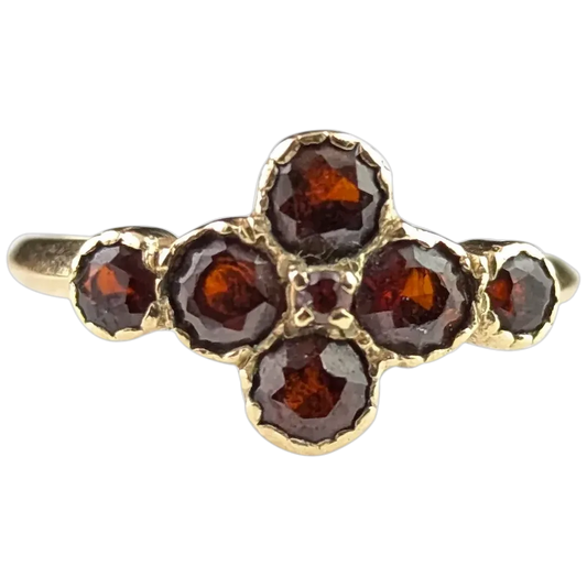Vintage Garnet cluster ring, 9ct yellow gold