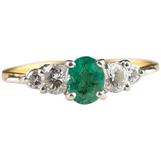 Vintage Emerald and Diamond ring, 18ct gold