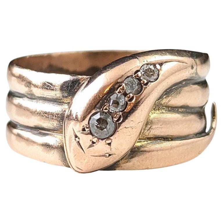 Antique Diamond snake ring, 9ct rose gold, Art Deco
