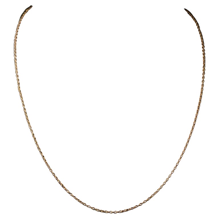 Antique 9ct gold trace link chain necklace, dainty, fine, Skinny chain