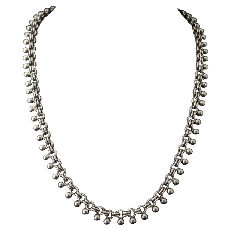 Antique Victorian silver book chain necklace