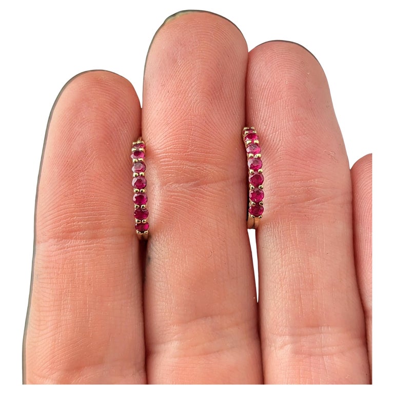 Vintage Ruby hoop earrings, 9ct yellow gold