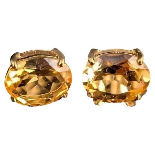 Vintage Citrine stud earrings, 9ct yellow gold