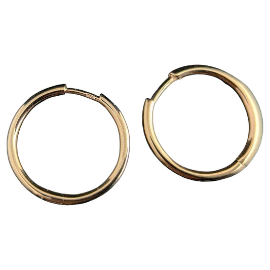 Vintage 9ct yellow gold hoop earrings