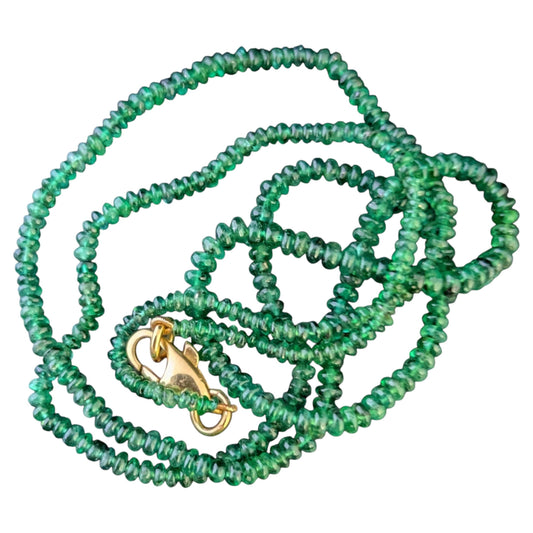 Vintage emerald bead necklace, 18ct yellow gold