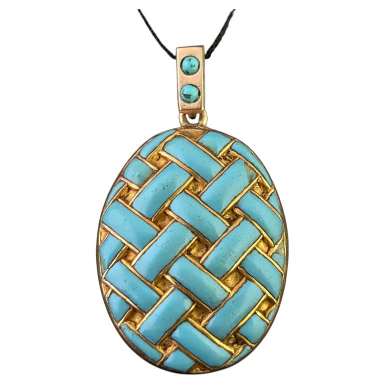 Antique 15ct gold and blue enamel locket, Portrait
