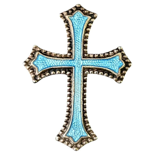Antique silver and enamel cross charm