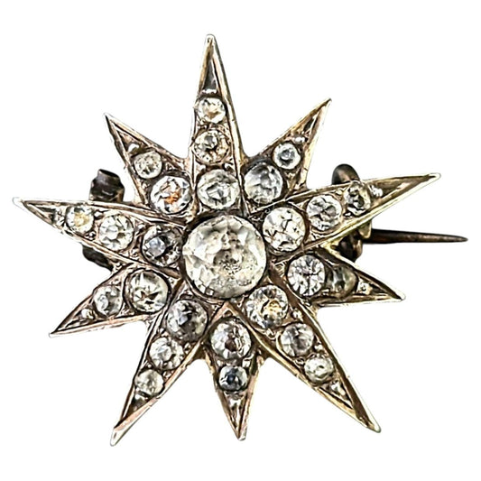 Antique North Star brooch, Sterling silver and Paste