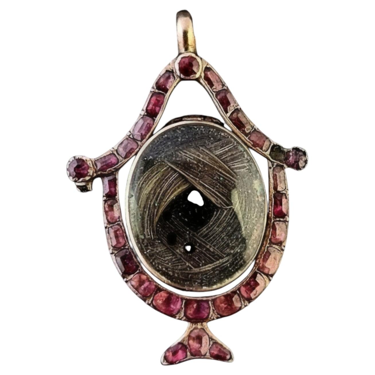 Antique Georgian Garnet mourning urn pendant, Locket