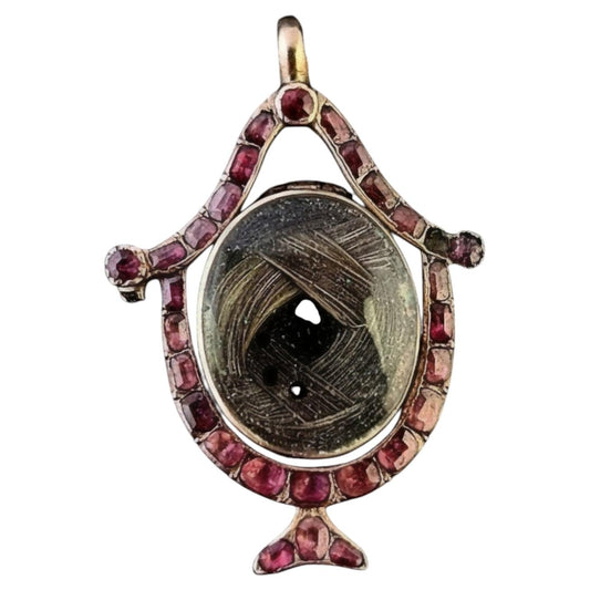 Antique Georgian Garnet mourning urn pendant, Locket