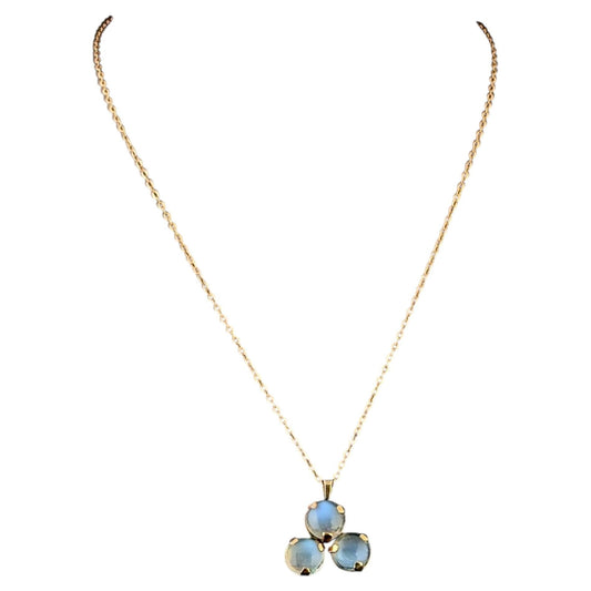 Antique Moonstone trefoil pendant, trace chain necklace, 9ct gold