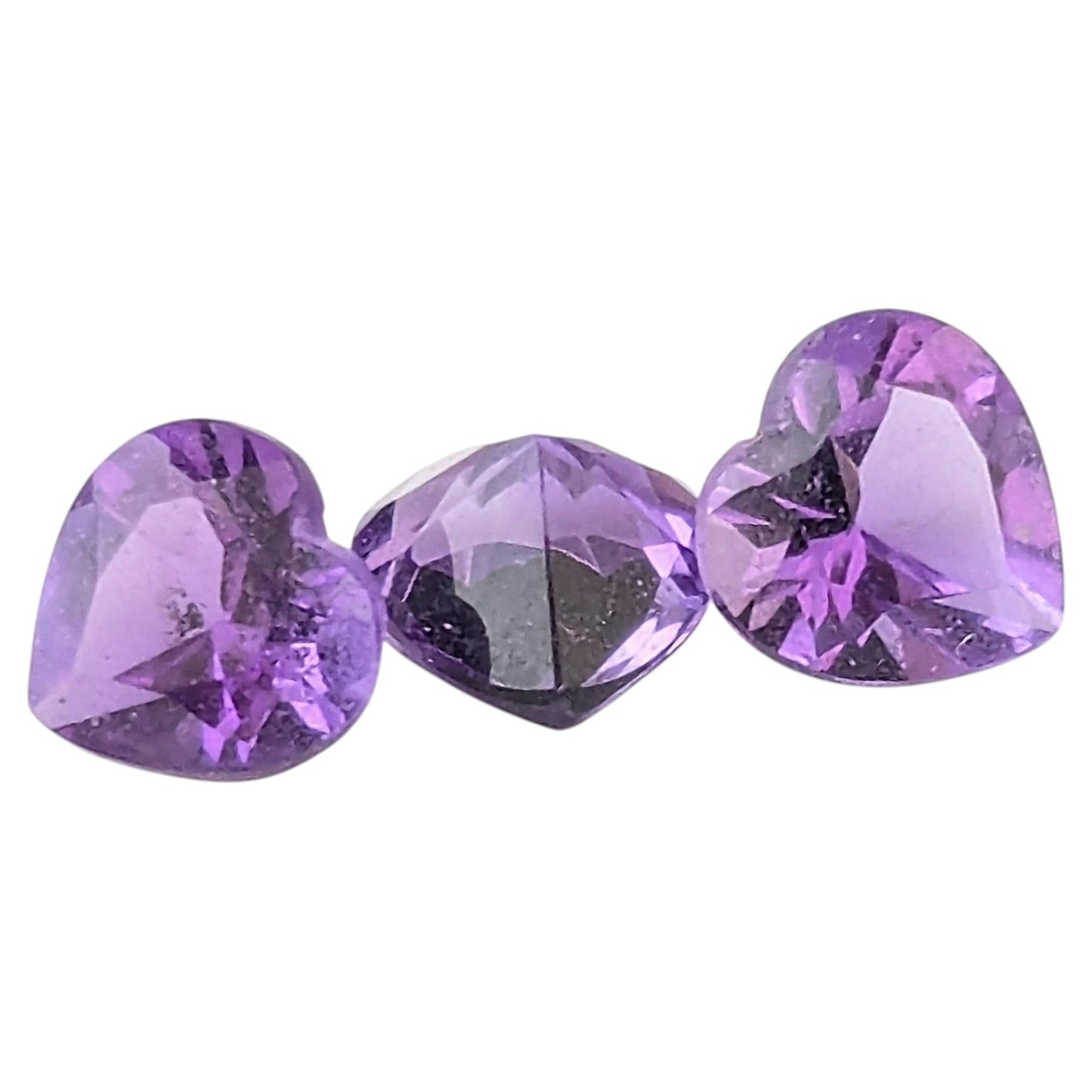 Vintage heart cut amethyst gemstones, loose stones