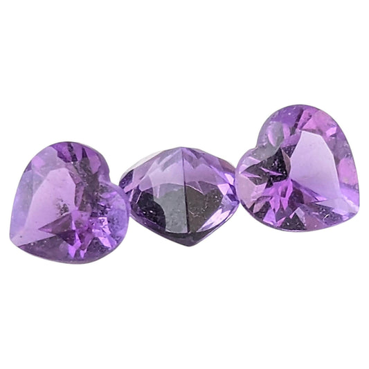 Vintage heart cut amethyst gemstones, loose stones