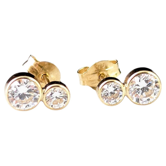 Vintage double paste stone stud earrings, 9ct yellow gold