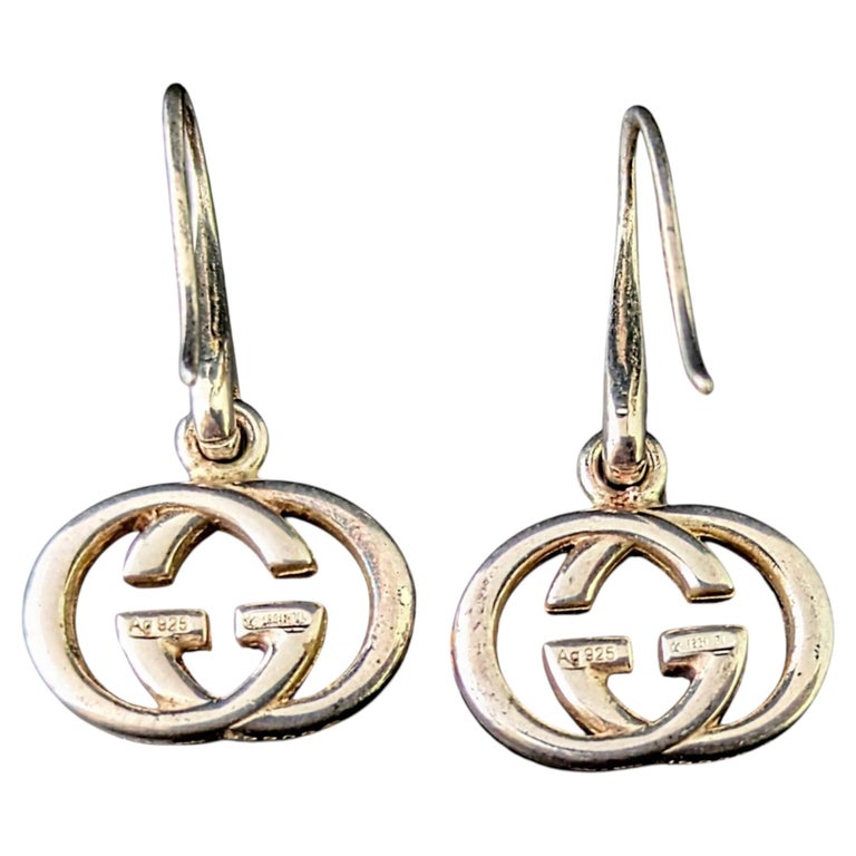 Vintage Gucci sterling silver dangle earrings, interlocking G