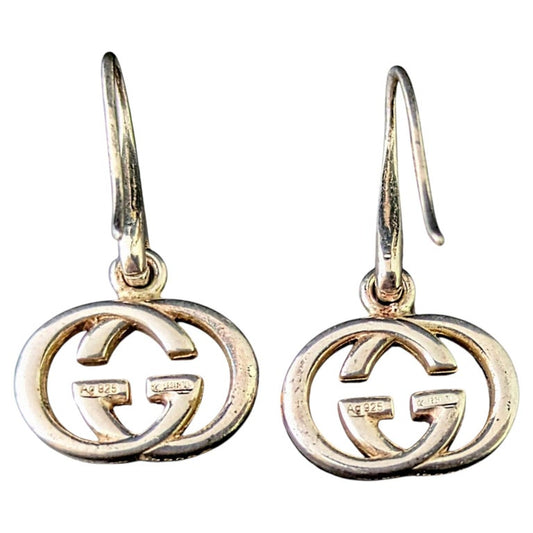 Vintage Gucci sterling silver dangle earrings, interlocking G