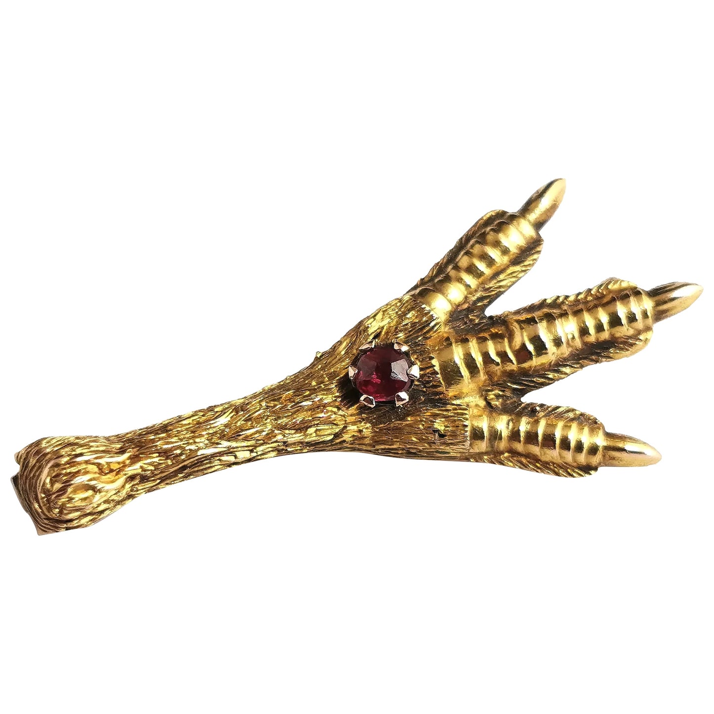 Antique 15ct gold and Ruby claw brooch, Victorian
