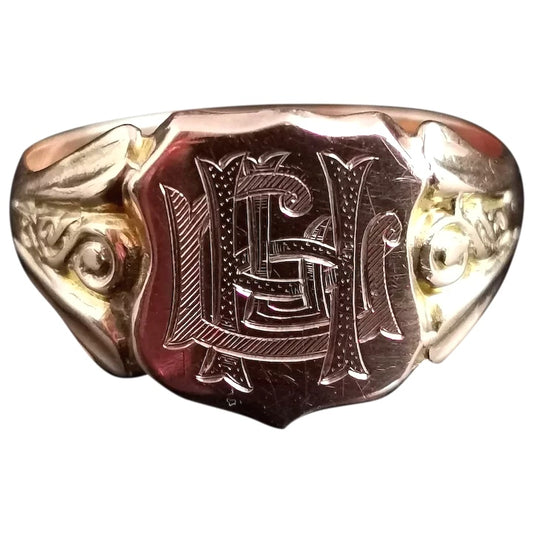 Antique 9ct gold Signet ring, monogrammed
