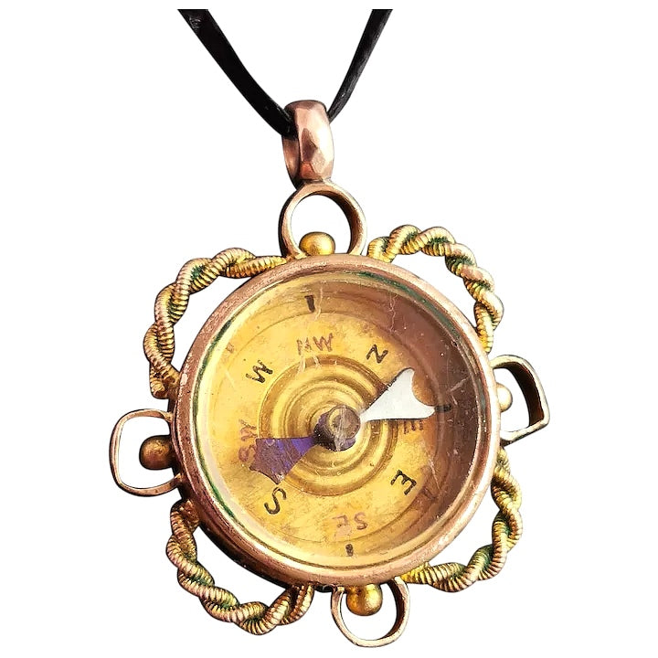 Antique 9ct gold compass pendant Carnelian seal fob