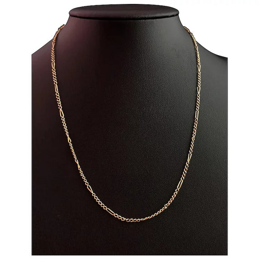 Antique 9ct gold fancy link figaro chain necklace