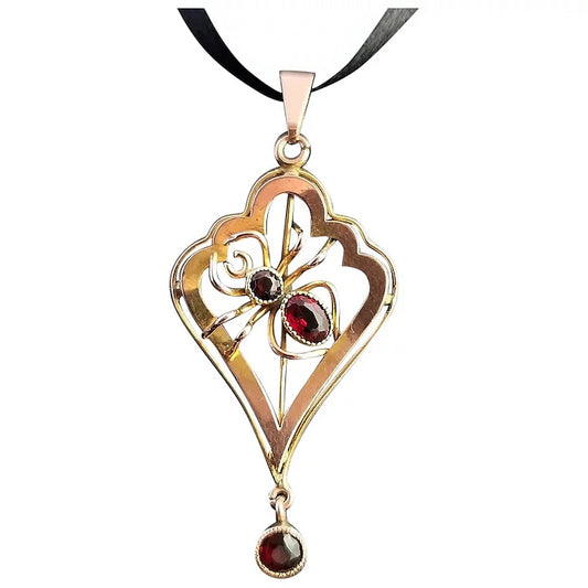 Antique 9ct gold Spider pendant, lavalier, Art Nouveau