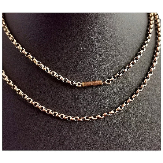 Antique 9ct Rose gold Belcher link chain necklace
