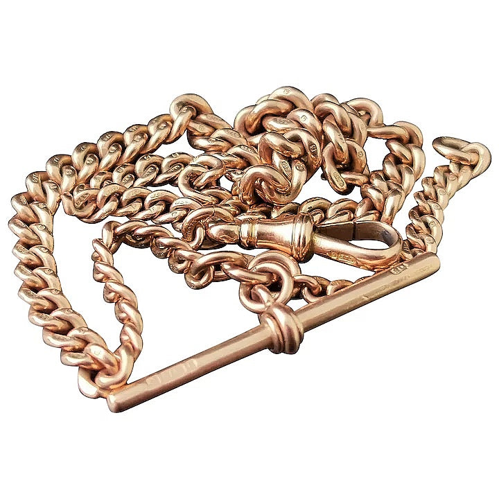 Antique 9ct Rose gold Albert chain, watch chain