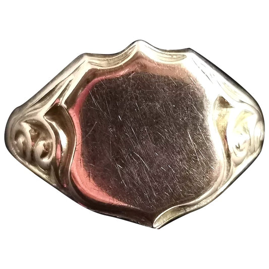 Antique 9ct gold Signet ring, shield shaped, Art Deco