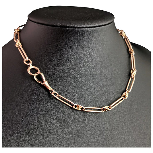Antique 9ct Rose gold Albert chain, fetter link